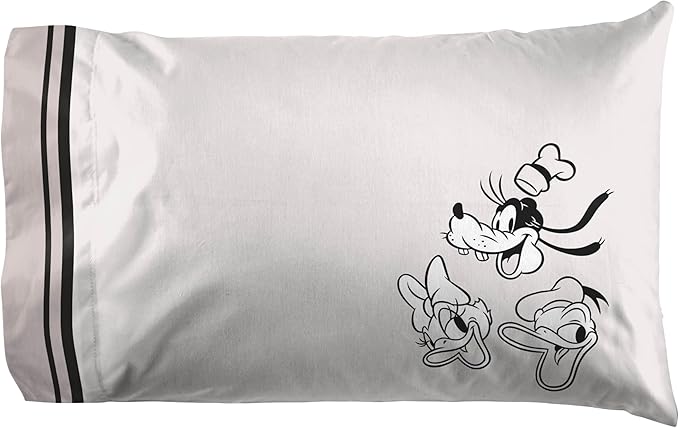 Jay Franco Kids Sheet Set with Fitted, Flat Sheets & Pillow Cover - Ultra-Soft Bedding with Pillowcase for Room Decor, Black - Mickey and Friends, 4 Piece Queen