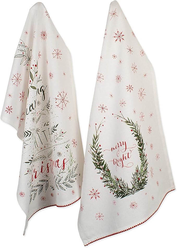 DII Christmas Kitchen Towel Set, Floral Tea Towels for Baking, Cleaning, Entertainment & Cooking, 18x28, Noel, 2 Piece