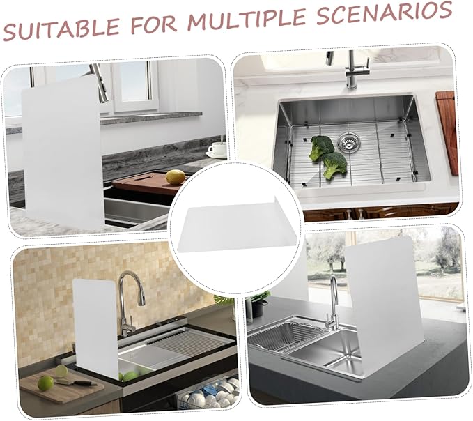 Veemoon 2 Mounted Stainless Steel Sink Splash Guard Kitchen Sink Splatter Shield Water-Resistant Side Splash Barrier for Home Use