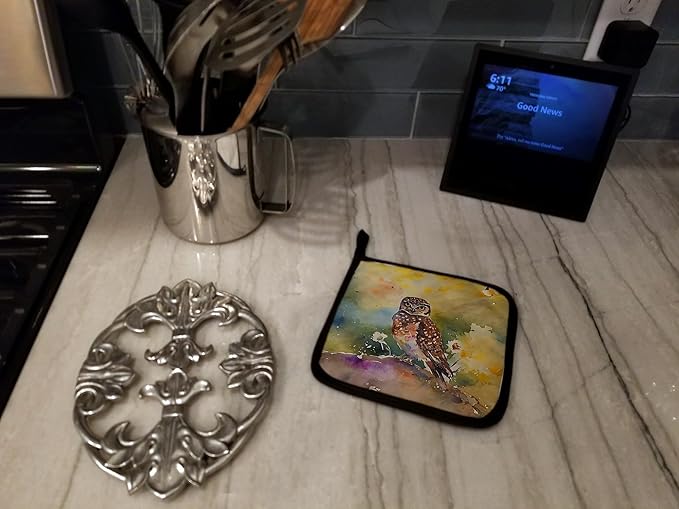 Caroline's Treasures Burrowing Owl Pair of Pot Holders Kitchen Heat Resistant Pot Holders Sets Oven Hot Pads for Cooking Baking BBQ, 7 1/2 x 7 1/2