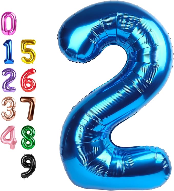 Dark Blue Birthday Two Balloons Number, Balloon 2 Numbers for Girl Boy Baby Shower, Numbers 40 Inch for 2 12 22 2025 Graduation Party Wedding Anniversaries Celebration
