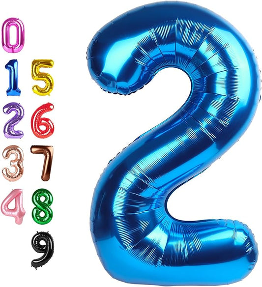 Dark Blue Birthday Two Balloons Number, Balloon 2 Numbers for Girl Boy Baby Shower, Numbers 40 Inch for 2 12 22 2025 Graduation Party Wedding Anniversaries Celebration