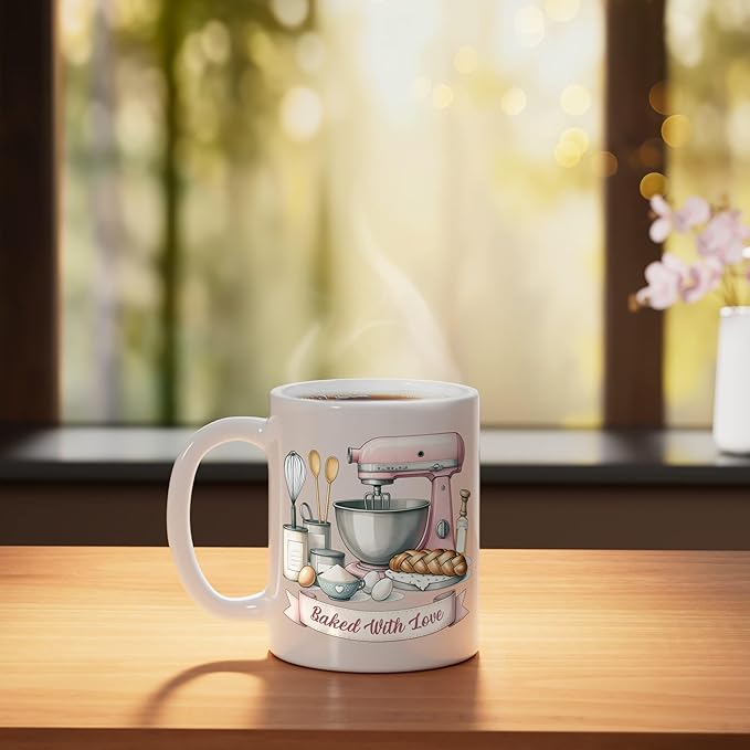 Baker Women Mom Wife Funny Baking Humor Bake Love Mama Girl Ceramic Mug, White