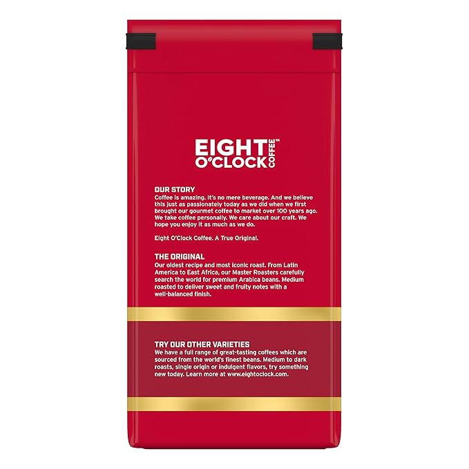 Eight O'Clock Coffee The Original Whole Bean Coffee, Medium Roast, 12 Ounce (Pack of 6) - Sweet, Fruity, Well Balanced