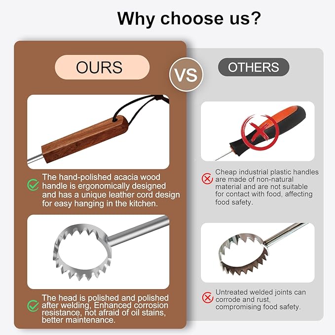 Lung Scraper of Chicken Processing Equipment, Easily Removes Poultry Lungs, Acacia Wood Handle, Chicken Butchering Equipment that Efficient Gutting Tool for Turkey, Chicken