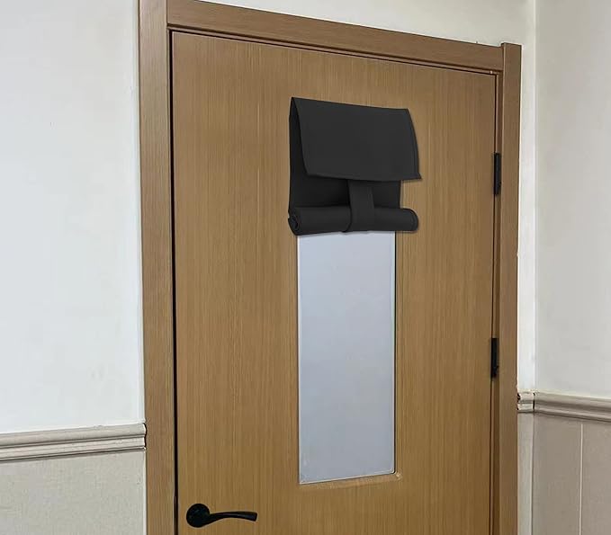 WdFour Classroom Door Window Cover,Blackout Shades for Classroom Windows and Doors，Privacy,Room Darkening Design Blocks Views, Window Cover Lockdown (10W x 30L, 1 Panel, Black).