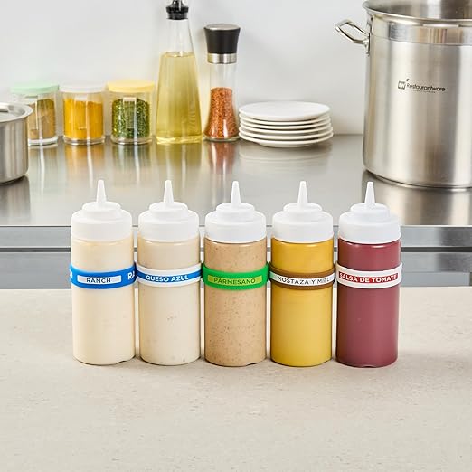 Restaurantware Silicone Squeeze Bottle Band 10 Count 2.75 Inch Dishwasher Safe Condiment Identification Band, Parmesan Green Non-Slip Label Band for Condiment Labeling at Restaurants, Food Trucks