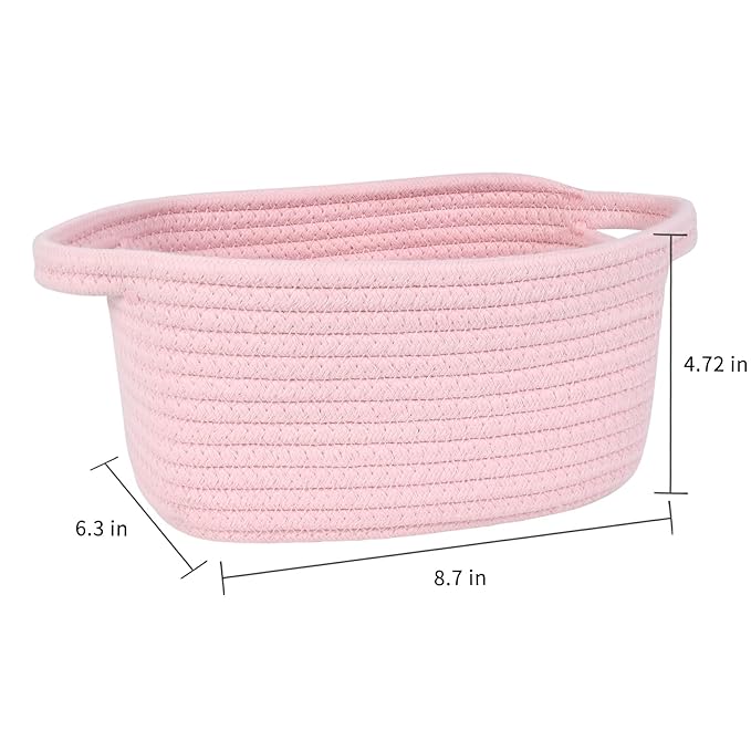 ABenkle Small Storage Basket, Mini Basket, Cute Tiny Cotton Rope Woven Basket, Shelf Basket, Boho Decorative Toy Storage Bin Gift Baskets, White