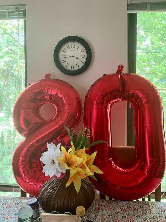 8 Balloons Numbers Birthday Decorations for Women Men, Number Balloons 40 In, Red Birthday Party Decorations Big Balloons for 18 28 48 Wedding, Celebration Party, Graduations