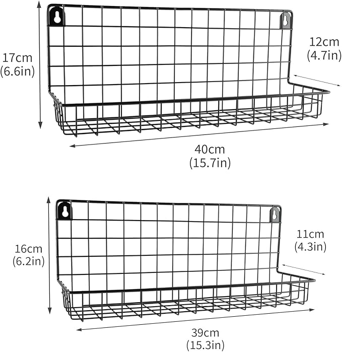 2 Pcs Hanging Wall Wire Baskets,Shower Caddy Shelf Organizer Rack,Wall Mounted Shelf for Kitchen Bathroom,Bathroom Organizers and Storage Baskets,Metal Wire Storage Bin Rack Organizer