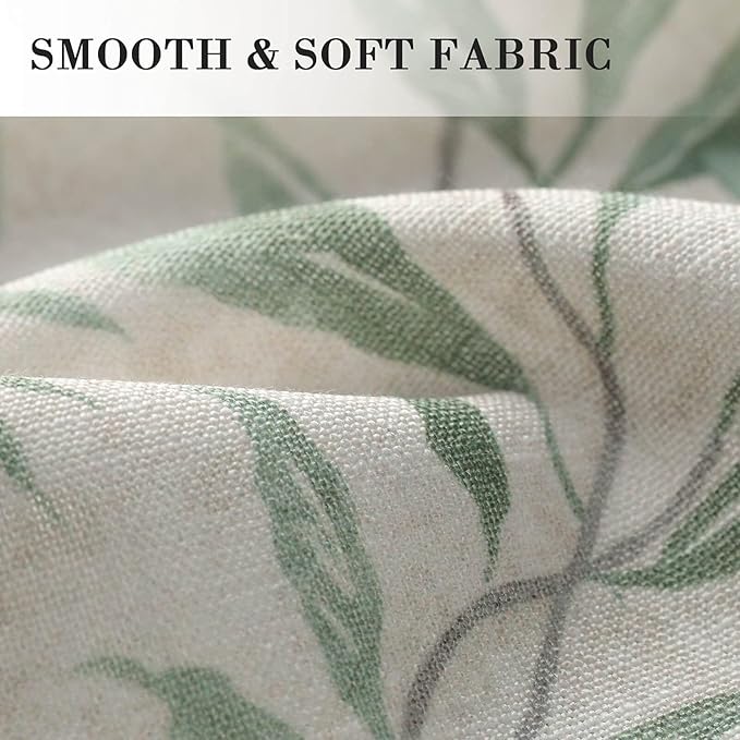 VOGOL Tier Curtains, Leaves Pattern Rustic Style Curtain for Kitchen, Top Pocket Window Tiers Green Leaf Print Valances for Bathroom Bedroom, 2 Panels, 30 x 36 Inch