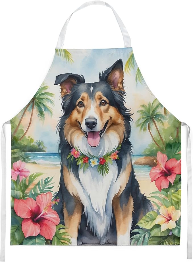Caroline's Treasures Collie Luau Apron Cooking Kitchen Server Baking Crafts Gardening for Adult Women Men, Unisex, Large, Multicolor
