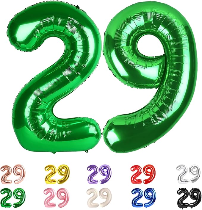 Numbers 29 Balloons, 29 Balloons, 29th Dark Green Party Decorations for Women Men, 40 In Big 29th Decor for Engagement, Wedding, Celebration Party, Graduations, Photo Shoot