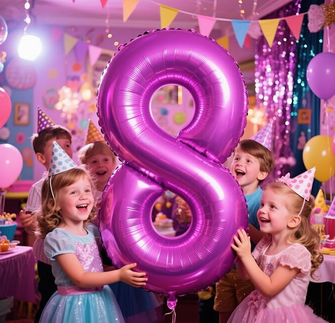 Numbers 8 Balloon 40 Inch, Hot Pink Birthday Decorations For Women Men, Number Balloons for 8, 18, 28 Wedding, Anniversaries, Celebration, Graduation