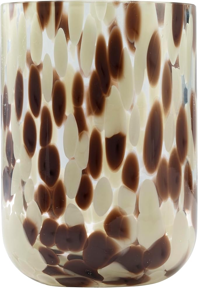 Nicole Miller – Tumbler, Weighted Glass with Animal Print Design, Modern Home Decor – Perfect for Holding Toothbrushes and Bathroom Essentials (Safari)