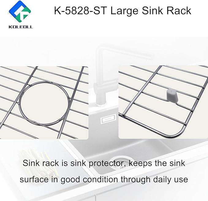 K-5828-ST Large Sink Rack Fit for Kohler Whitehaven Kichen Sink K-6426 K-6427, Large Sink, Stainless Steel