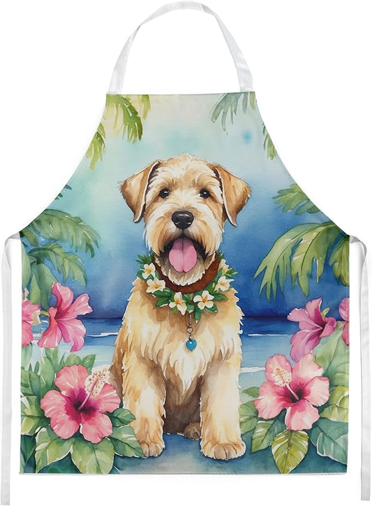 Caroline's Treasures Wheaten Terrier Luau Apron Cooking Kitchen Server Baking Crafts Gardening for Adult Women Men, Unisex, Large, Multicolor