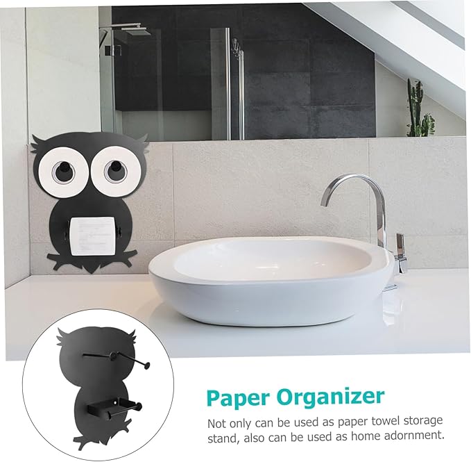 Owl Shaped Wall-Mounted Paper Towel Rack Bathroom Tissue Stand Elegant Kitchen Storage Holder Home Decor Easy to Use and Quick Access Suitable for Hotel Restaurant and Club Use