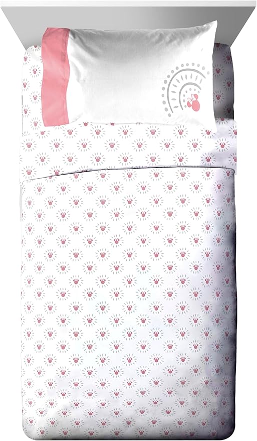 Disney Minnie Mouse Twin Comforter Set - 5 Piece Bedding Includes Sheet Set & Pillow Covers - Super Soft Cozy Pink Mandala Bedding