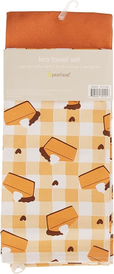 Pearhead Pumpkin Pie Dish Towels, Set of 2 Thanksgiving Kitchen Towels, Fall Décor with Pumpkin Pie Print and “Love You More Than Pumpkin Pie” Design, Seasonal Tea Towel Gift