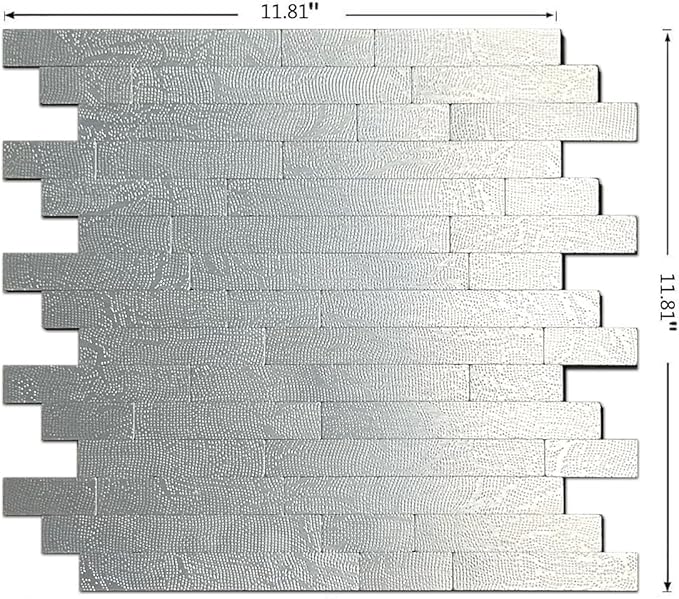 WEIMEISC 10 Sheets Peel and Stick Backsplash Tile for Kitchen, Self-Adhesive Mosaic Tile, Stick on Bathroom Vanities，Fireplace Décor, Laundry Table (Metal Grey Wooden Texture)