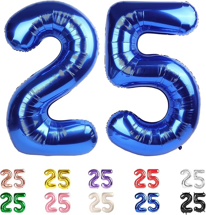 25 Balloon Numbers, 25th Birthday Decorations for Women Men, Number 52 Balloons 40 In Dark Blue Birthday Party Decorations for Wedding, Celebration Party, Graduations