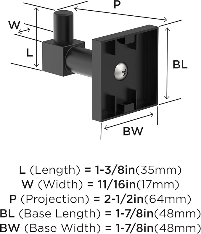 Amerock BH36070MB | Matte Black Single Robe Hook | 1-7/8 in. (48 mm) Length Towel Holder | Appoint | Towel Hook for Bathroom | Bathroom Hardware | Bath Accessories