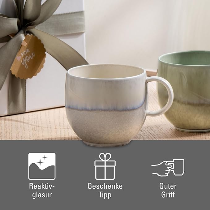 like. by Villeroy & Boch Perlemor Sand Small Mug with Handle, Premium Porcelain, Made in Germany, 7 oz Capacity, 4.5 x 3.5 x 3 in