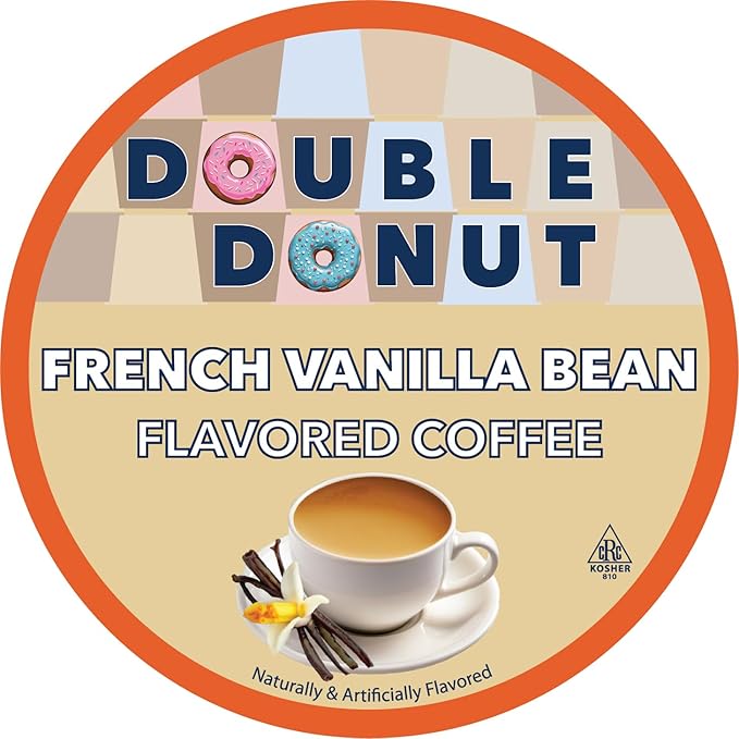 Double Donut Coffee French Vanilla Coffee Medium Roast Flavored Coffee Pods for Keurig K Cups Makers from Double Donut, 80 Count (Pack of 1)