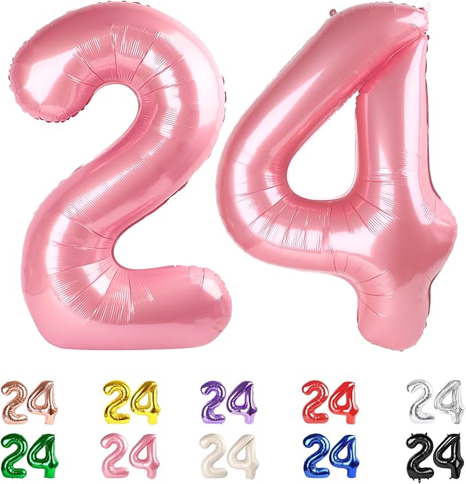 Numbers 24 Balloons, 42 Balloons, 24th Pearl Pink Party Decorations 40 In Big 42nd for Girl Boys Engagement, Wedding, Celebration Party, Graduations, Photo Shoot