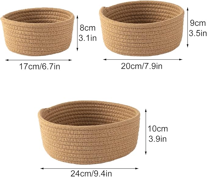 BFYDOAA Cotton Rope Cube Shelf Storage Baskets for Organizing,Decorative Basket for Closet Storage, Baskets for Baby Kid Toys, Soft Cotton Basket Bins for Bathroom Bedroom Organizing