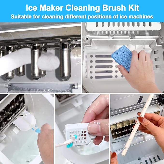 XANGNIER Ice Machine Cleaner Brush Kits,Countertop Ice Maker Cleaning Tools Accessories-1Pcs Cleaning Sponge and 19 Pcs Small Crevice Cleaning Brush for Tight Spaces