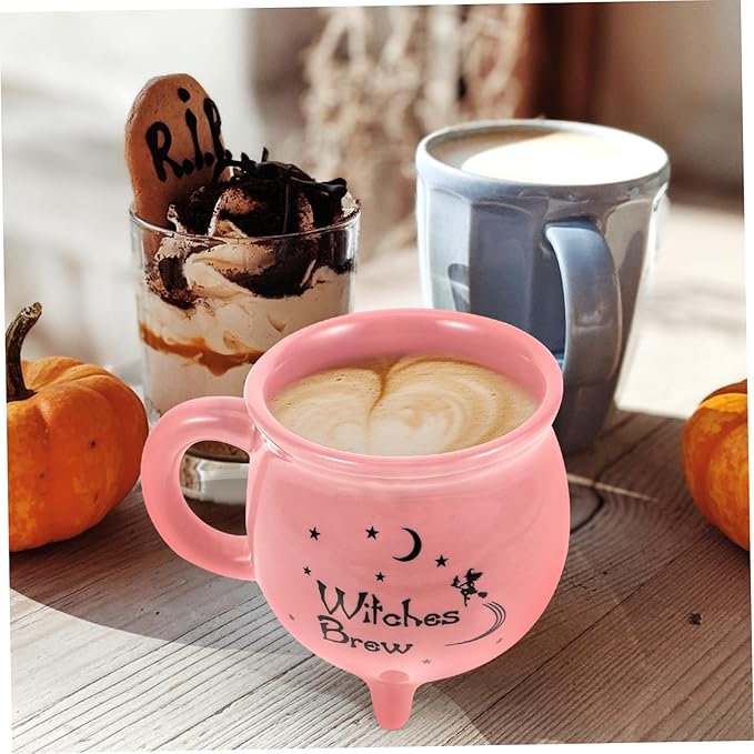 NOLITOY Ceramic Cauldron Mug Kawaii Drinking Cup for Halloween Unique Design for Home Office Cafe and Parties Comfortable and Eye-catching