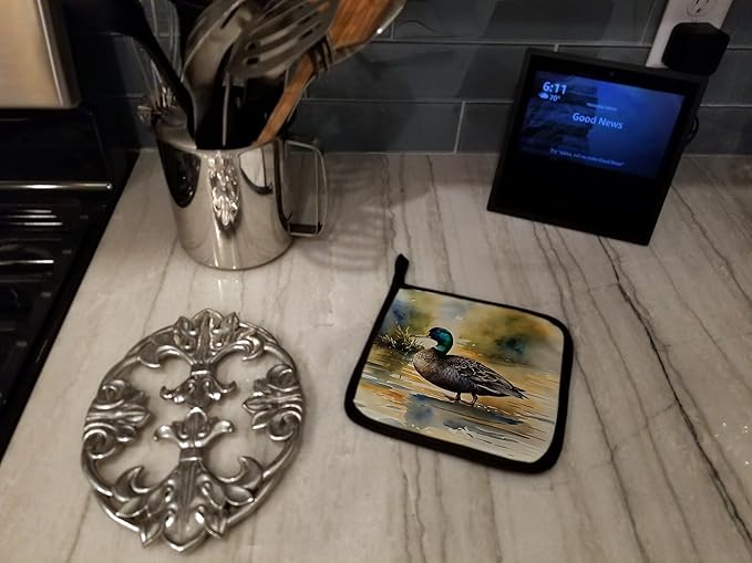 Caroline's Treasures American Black Duck Pair of Pot Holders Kitchen Heat Resistant Pot Holders Sets Oven Hot Pads for Cooking Baking BBQ, 7 1/2 x 7 1/2