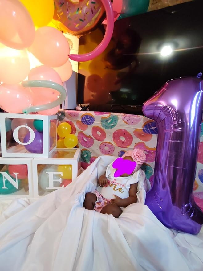 1 Balloons Number for First Birthday, One Balloon Numbers 40 Inch, Purple for Baby Shower, Big Baloon for 1 11 12 13 16 18 21 Birthday Wedding Anniversaries Party