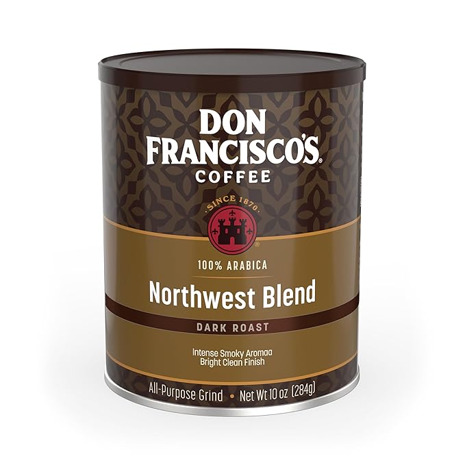 Don Francisco's Premium Northwest Blend Dark Roast Ground Coffee: Rich, Aromatic 100% Arabica Beans - Family Crafted Flavored Coffee for a Delightful Morning Brew (10 oz Can)