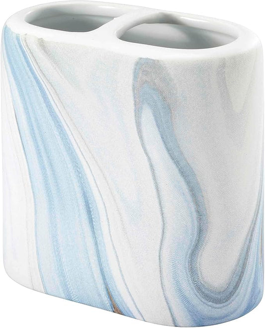 Avanti Linens - Toothbrush Holder, Resin Countertop Accessories, Guest Bathroom Essentials (Waves Collection, Blue)