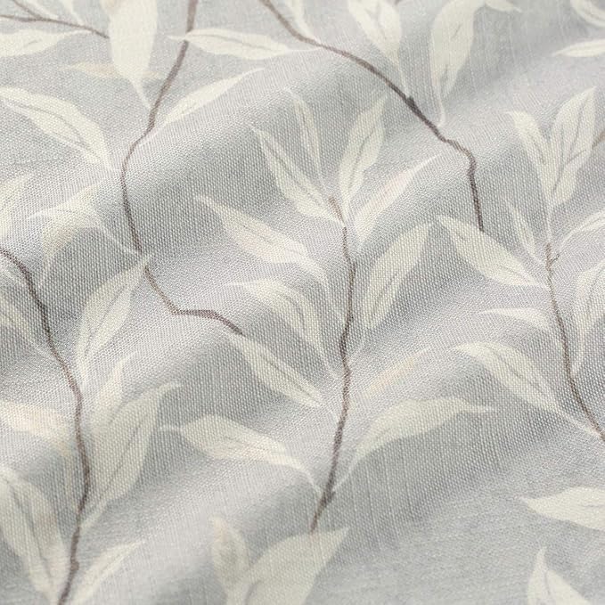 VOGOL Tiers Curtains 30 Inch Length Grey Small Window Curtains for Bathroom Laundry Room Basement Rod Pocket Lovely Leaf Print Window Drapes, 30 x 30, 2 Panels