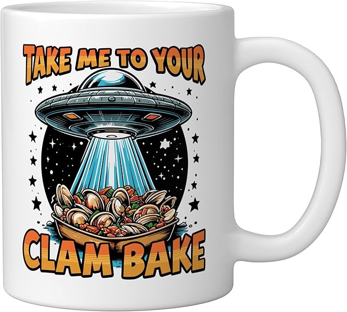 Take Me to Your Clam Bake East Coast Cuisine Funny Clam Bake Ceramic Mug, White
