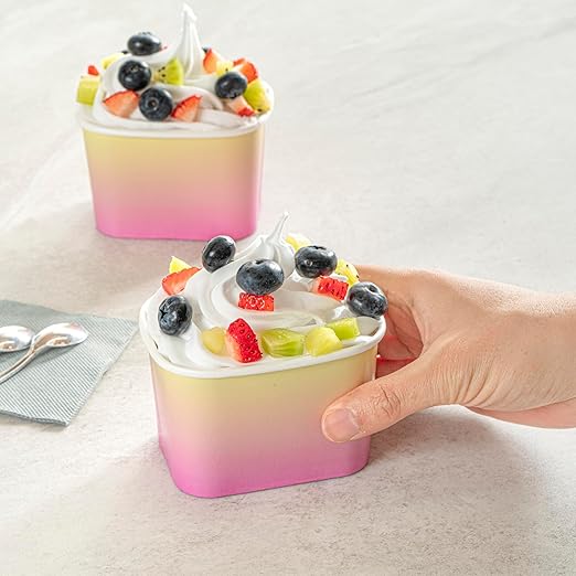 Coppetta 12 Ounce Dessert Cups, 200 Greaseproof Ice Cream Cups - Lids Sold Separately, For Hot And Cold Foods, Orange And Blue Ombre Paper Yogurt Bowls, Disposable, Sturdy - Restaurantware