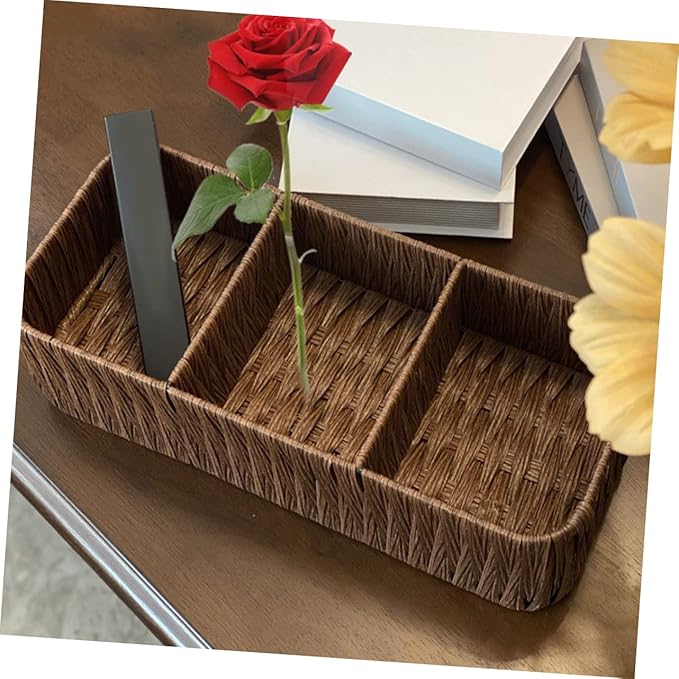 Capacity Woven Organizing Basket Woven Box for Desktop Decorative Storage