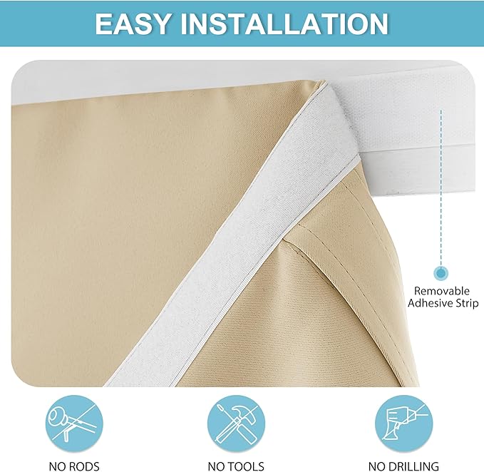 RYB HOME Blackout Door Curtain - Privacy Thermal Insulated Patio/Front/Tricia/French Door Window Curtains Sidelight Curtain Tie up Shade, W30 x L69 inch, 1 Panel, Beige