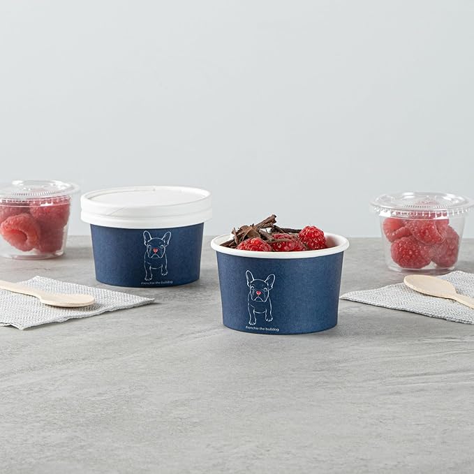 Restaurantware Blue 200 Count To Go Cup Disposable 3 x 3 x 1.8 Inches Paper Mini Cup Grease-Resistant Cup Recyclable Durable Design, Lids Sold Separately