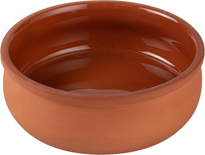 Restaurantware-Terra Tek 17 Ounce Terracotta Cazuelas, 2 Brown Glazed Clay Pots For Cooking - Oven-Ready, Microwavable, Terracotta Serving Pots, Dishwashable, For Cooking And Serving