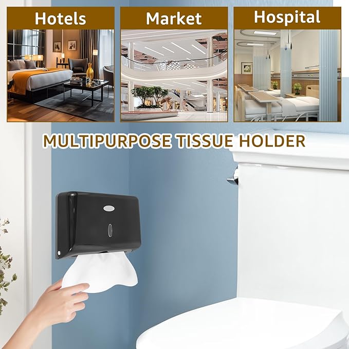 Paper Towel Dispensers, Wall Mount Commercial Toilet Tissue Dispensers Paper Towel Holder C-Fold/Multifold Paper Towel Dispenser for Bathroom, Kitchen(Black)
