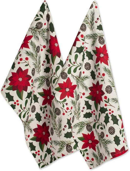 DII Christmas Kitchen Towel Set, Floral Tea Towels for Baking, Cleaning, Entertainment & Cooking, 18x28, Woodland Holiday, 2 Piece