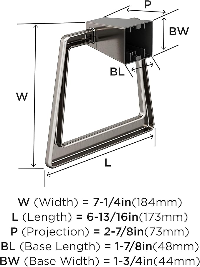 Amerock BH36002G10 | Brushed Nickel Towel Bar | 6-13/16 in (173 mm) Length Towel Holder | Blackrock | Hand Towel Holder for Bathroom Wall | Small Kitchen Towel Holder | Bath Accessories