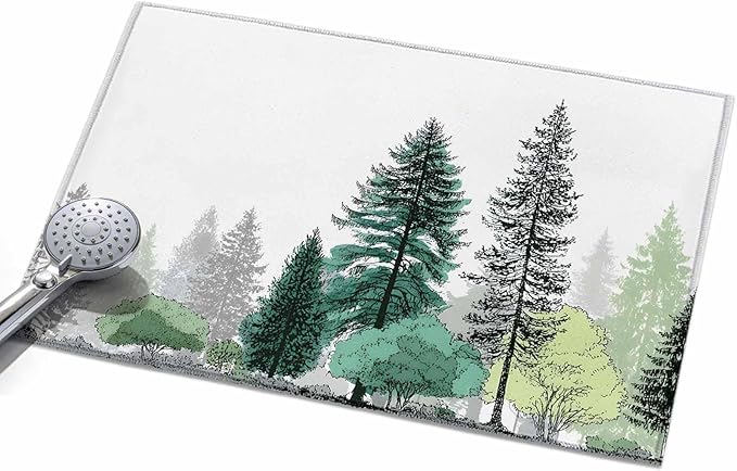 Area Rug 2x3ft, Minimalist Pine Tree Washable Rugs for Living Room Bedroom, Farmhouse Watercolor Plants Soft Non-Slip Area Rugs Rectangle Floor Carpet for Dining Room