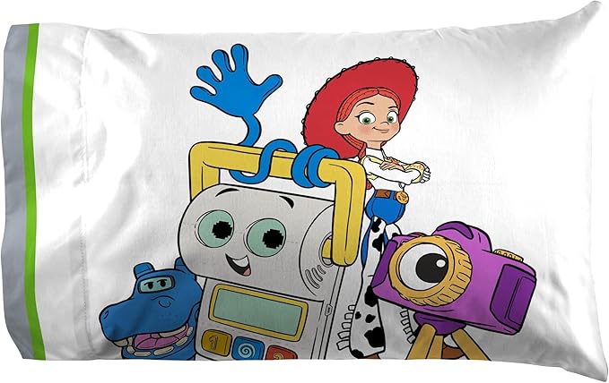 Jay Franco Kids Sheet Set with Fitted, Flat Sheets & Pillow Cover - Ultra-Soft Bedding with Pillowcase for Room Decor, Multi - Toy Story, 4 Piece Queen