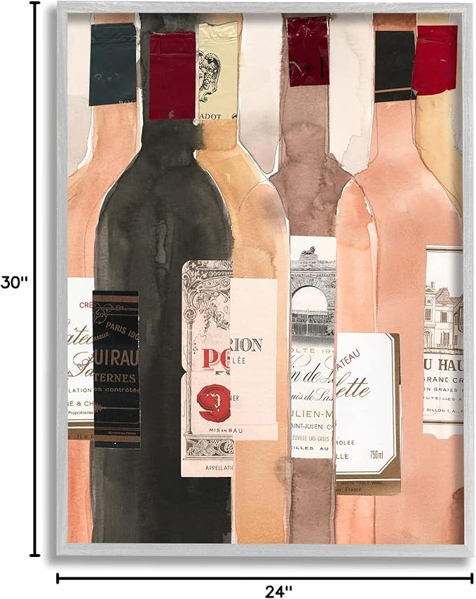 Stupell Industries Timeless Labeled Wine Champagne Bottles Vintage, Design by Samuel Dixon